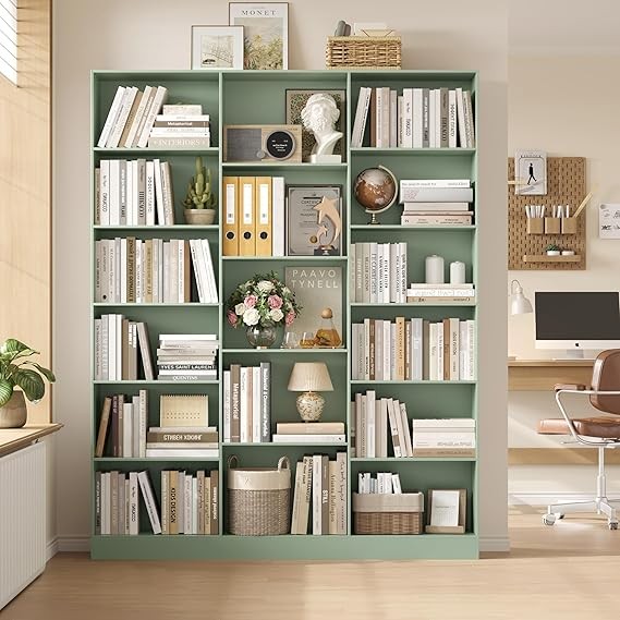 Tall 6-Tier Bookshelf Storage Unit 17-Compartment Display Shelving for Home Offi
