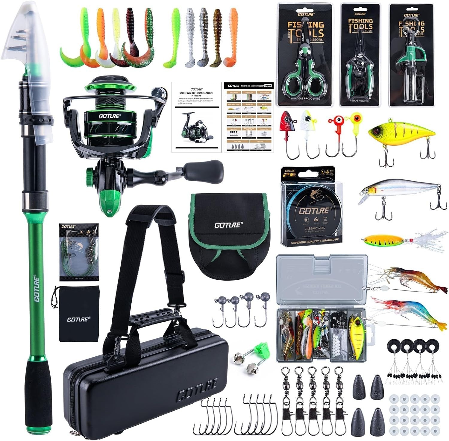 Telescopic Carbon Fishing Rod Reel Combo Travel Kit
