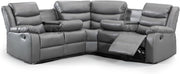 Grey Leather Recliner Corner Sofa 5 Seater L Shape Manual + Drinks Trays