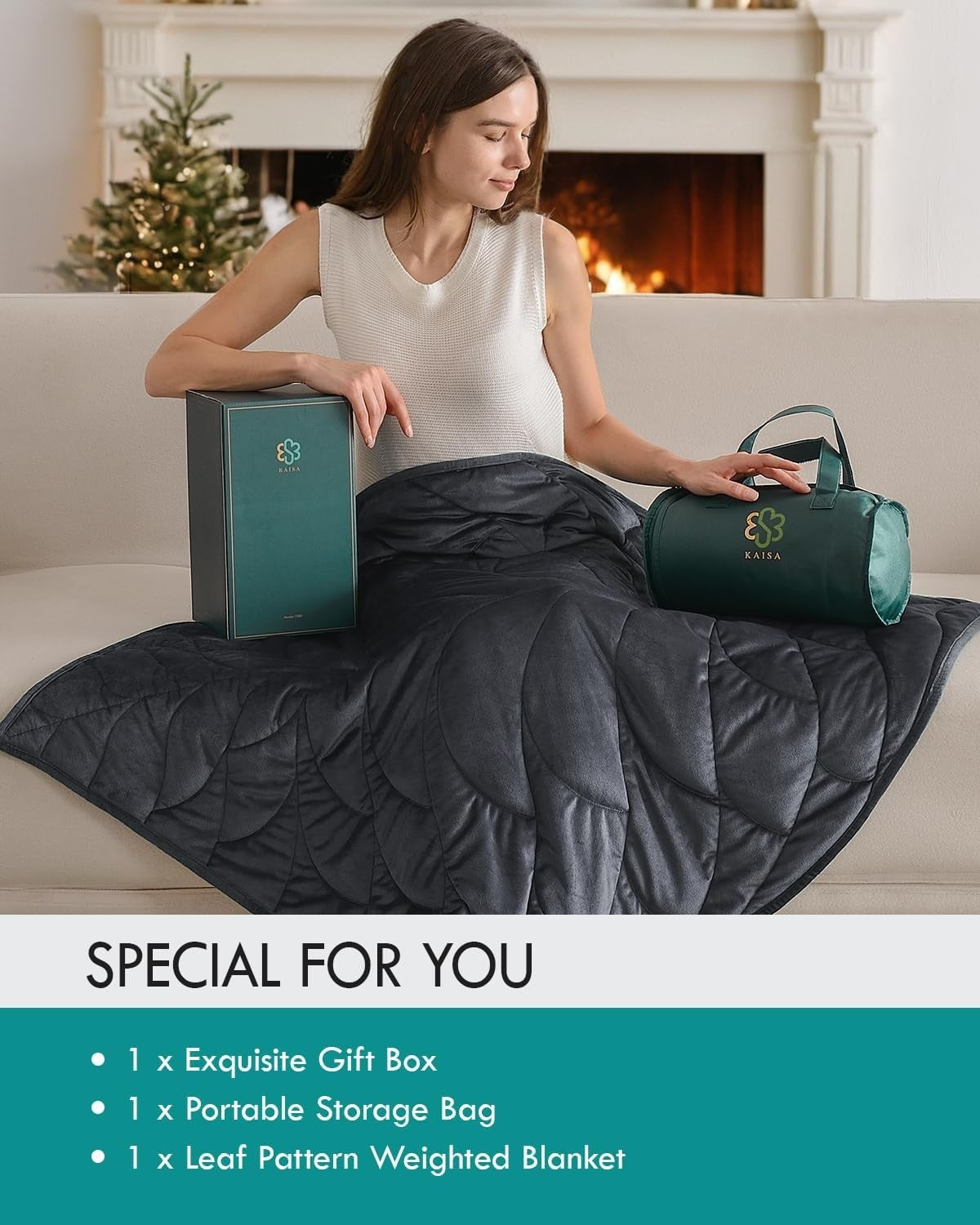 Soft Weighted Lap Blanket 5lbs Velvet Gray Travel Stress Relief Leaf Design