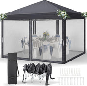3x3M Pop Up Gazebo With Sides Mosquito Net Waterproof Garden Party Tent