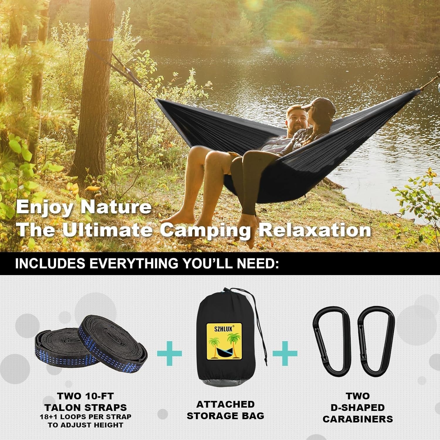 Heavy‑Duty Mosquito Net Hammock 290×140 cm + Tree Straps – 200‑300kg Load