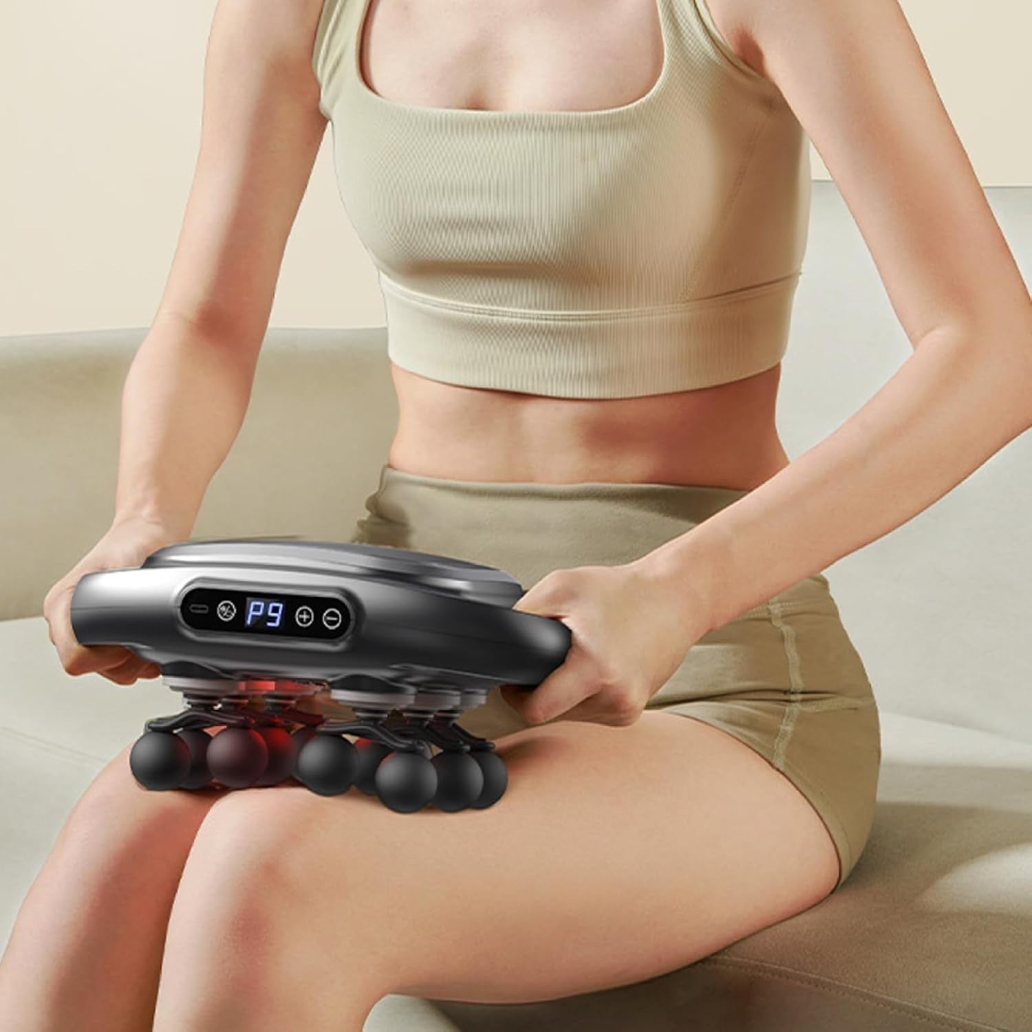 Heated Percussion Massage Gun 12 Head Deep Tissue Muscle Relief 9 Speed