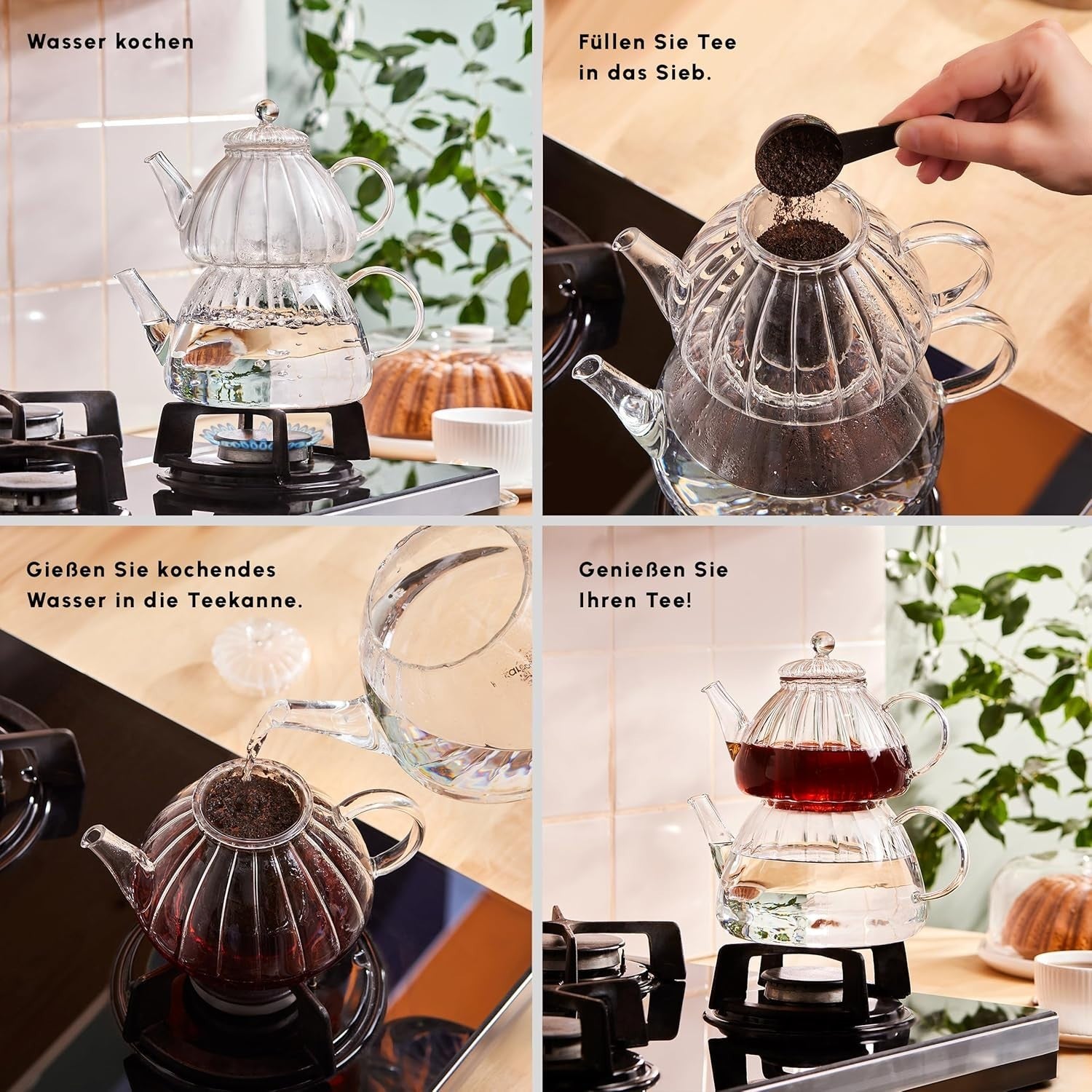 Glass Turkish Teapot Set 1.8L Tea Maker Infuser Loose Leaf Tea Pot