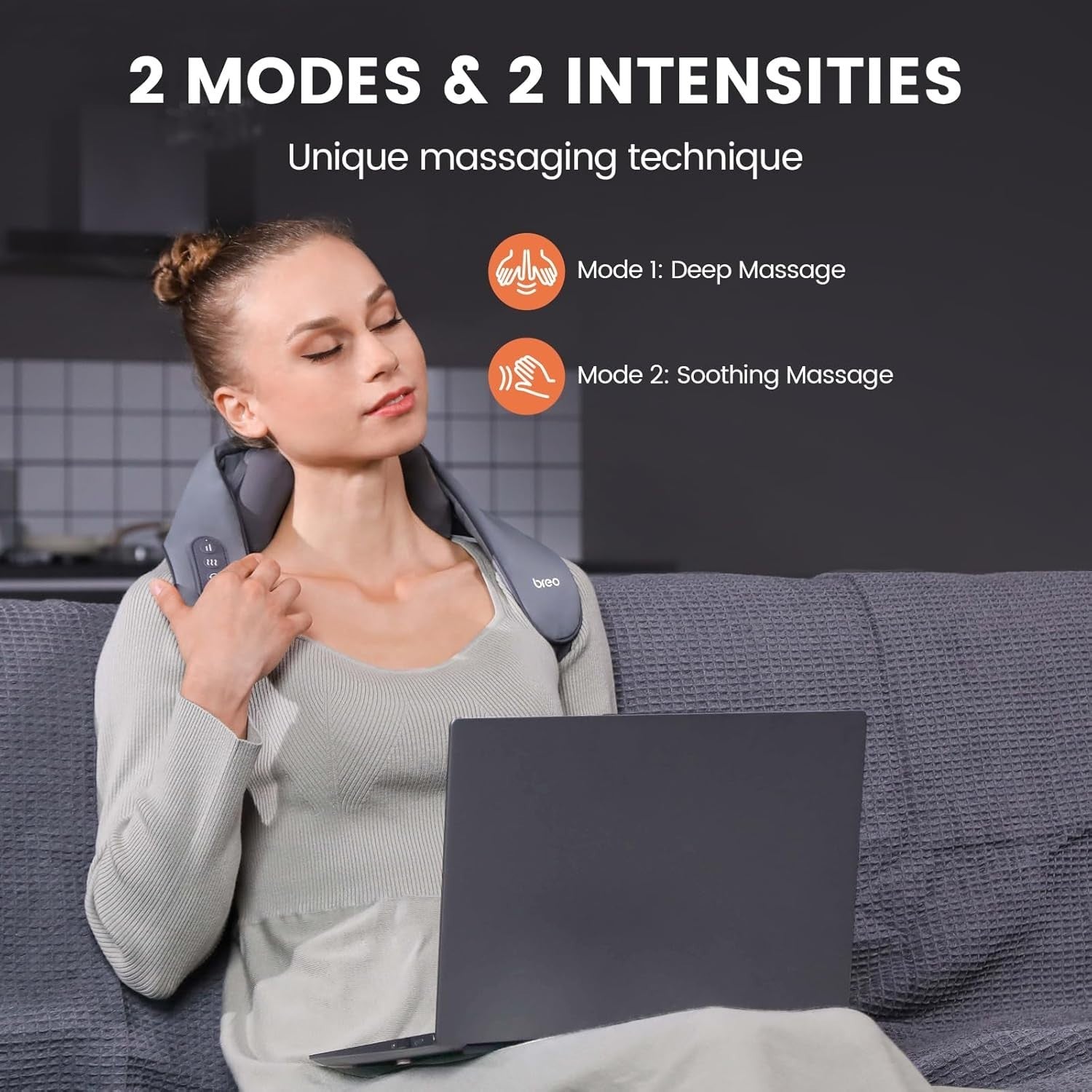 Heated Neck & Shoulder Massager Deep Tissue Shiatsu Pain Relief Pillow