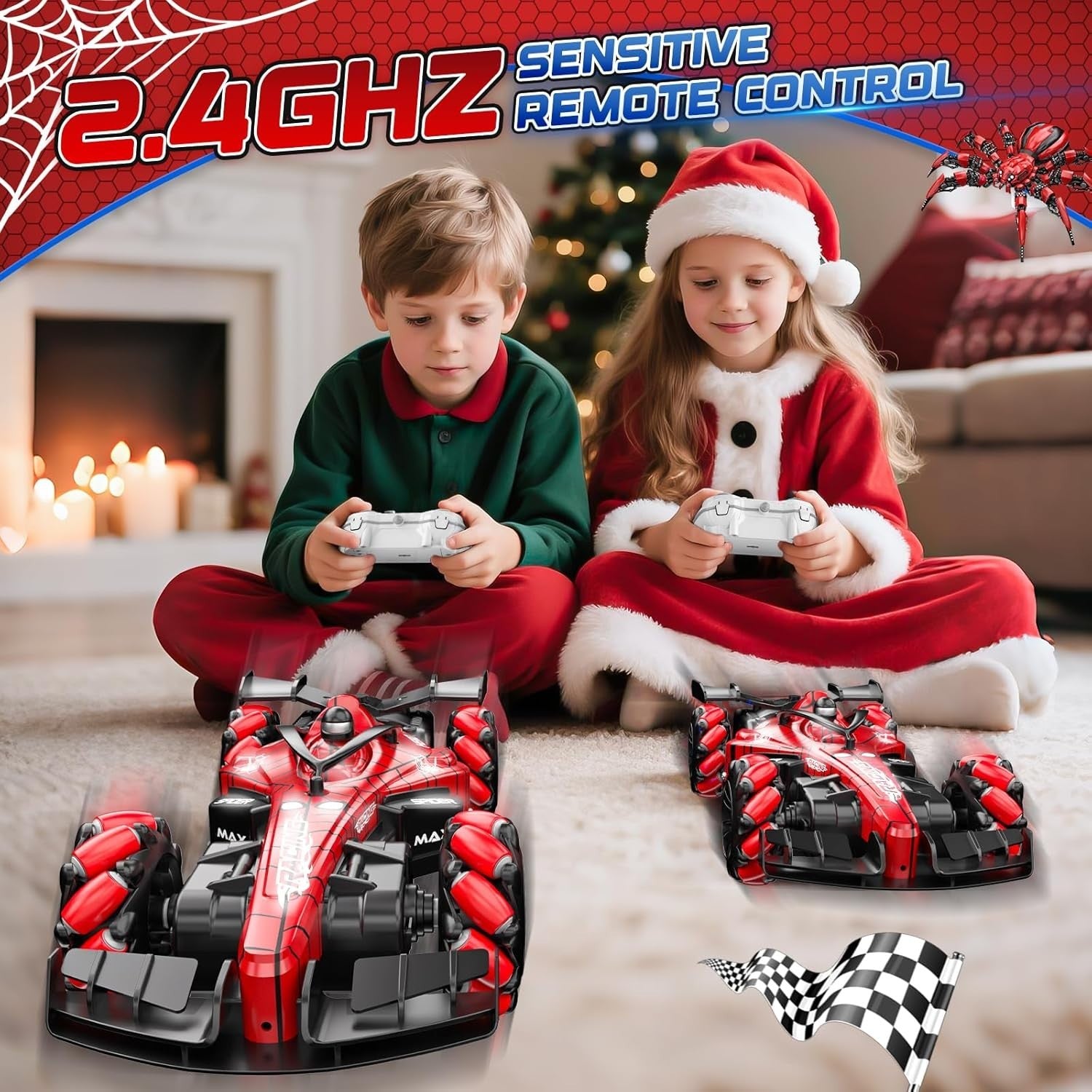 Spider RC Car 1:16 2.4GHz 360° Rotation LED Lights Spray Function Toy for Kids 3
