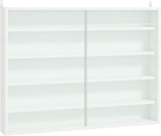 5-Tier White Wall Display Cabinet | Glass Sliding Door Shelf Unit 60×80cm