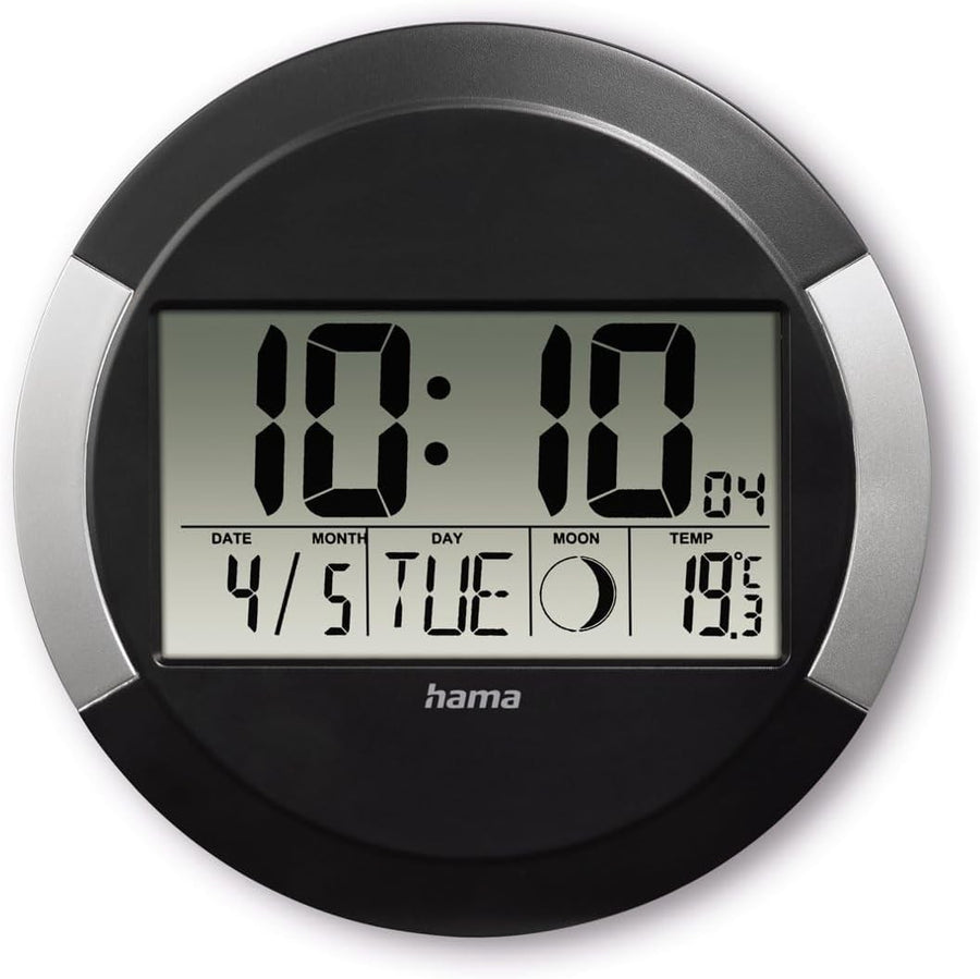 Digital Wall Clock Radio Controlled – LCD Display Calendar Thermometer Silent