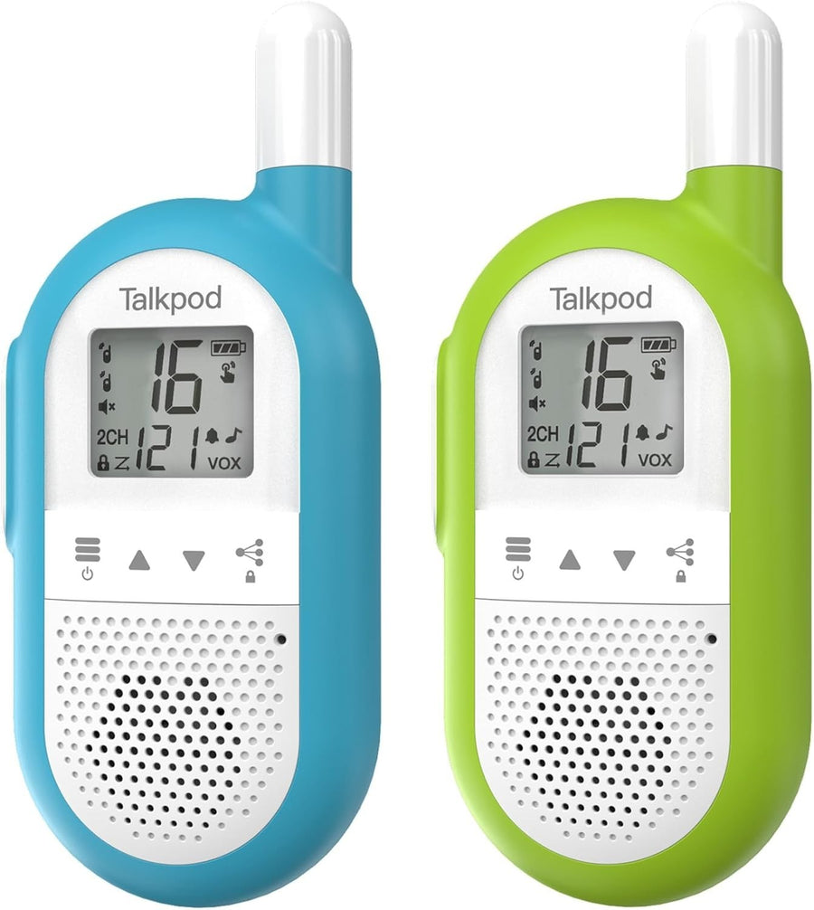 Rechargeable Walkie Talkies PMR446 16 Channel VOX Long Range Blue Green