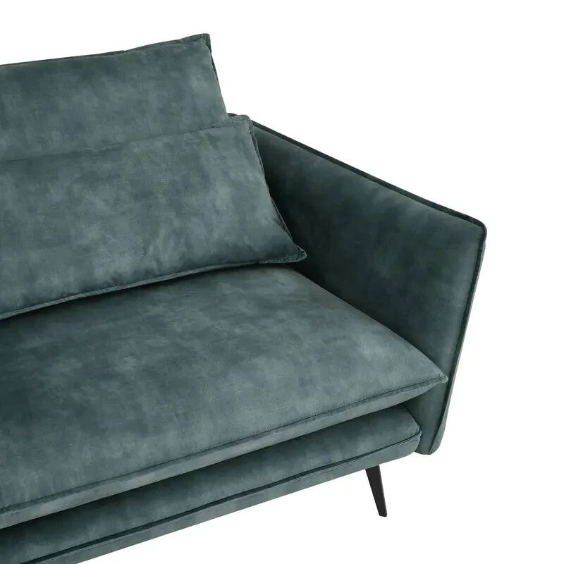 Luxury Left Hand Corner Sofa Petrol Blue Velvet 3 Seater With Chaise