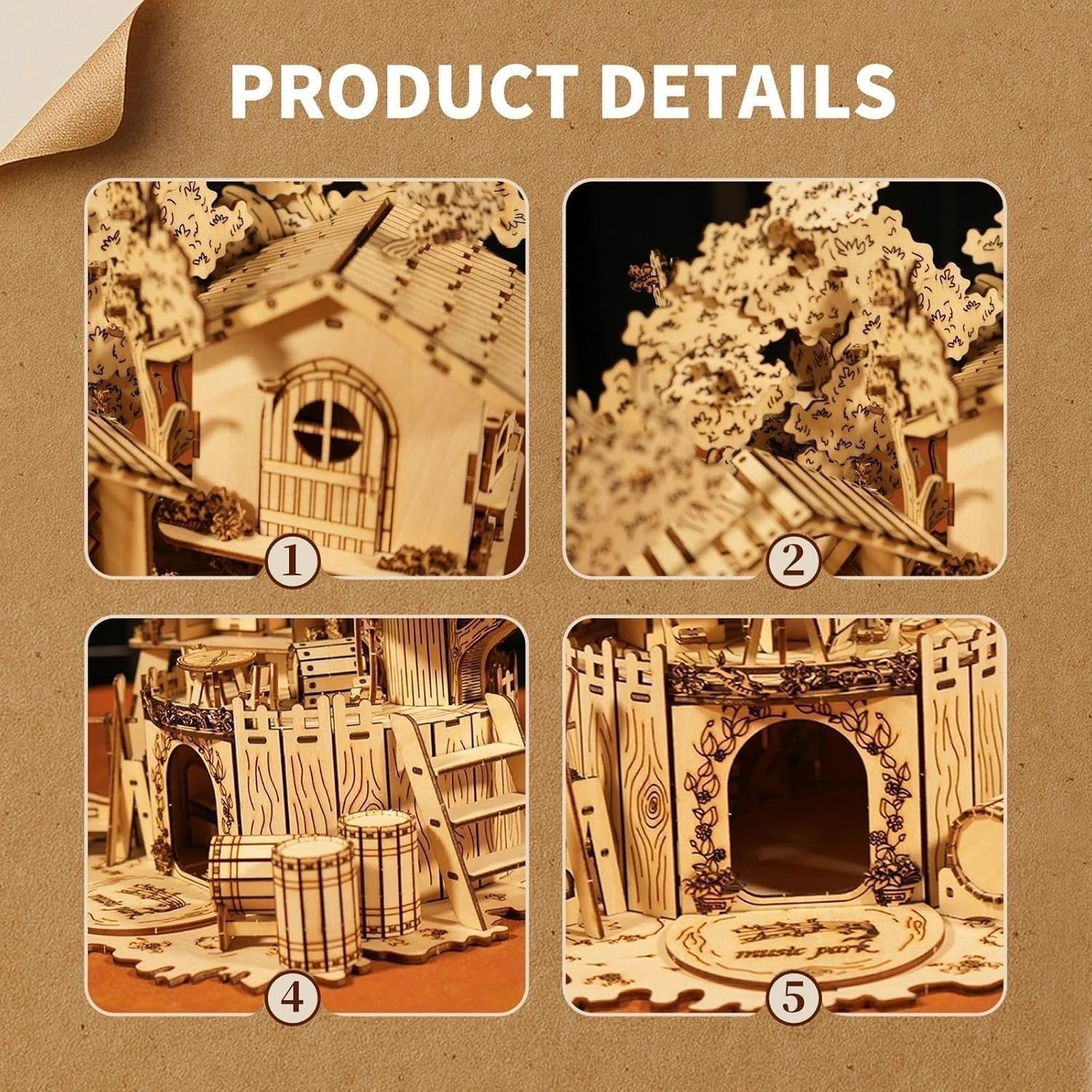 3D Wooden Treehouse Puzzle DIY Miniature House Model Desk Decor Gift