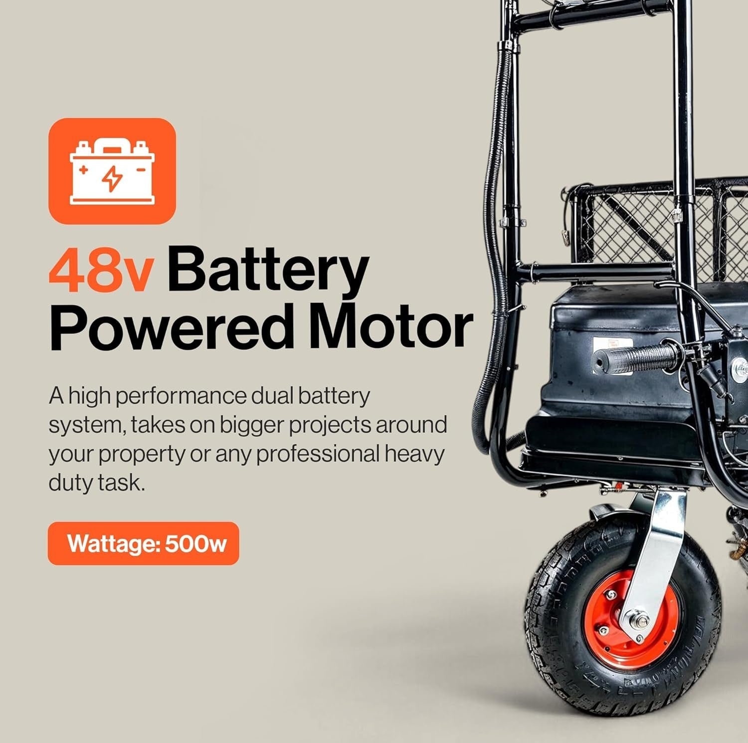Electric Power Wagon 48V Heavy Duty Utility Cart 500lb Load 1000lb Hauling