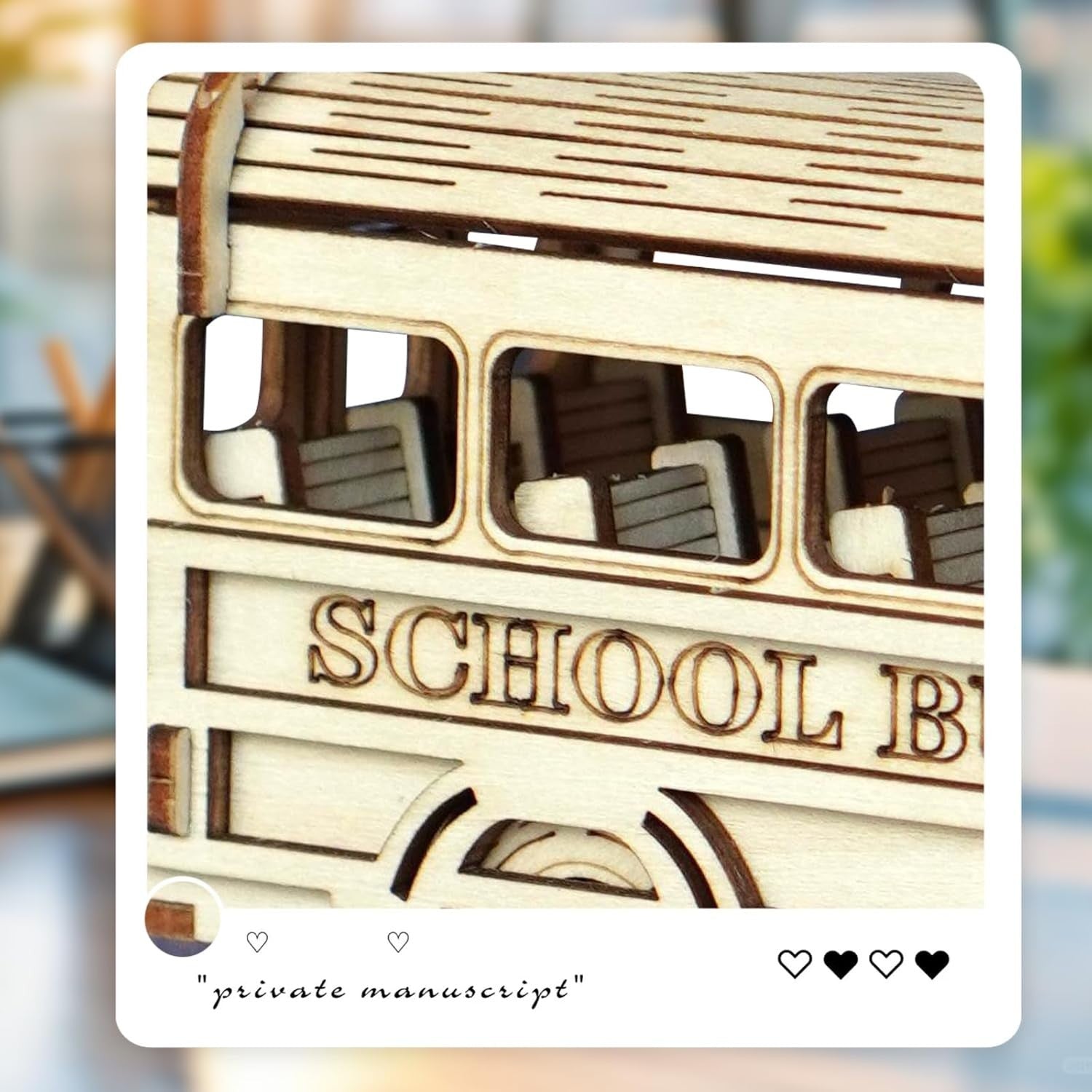 3D Wooden School Bus Puzzle Kit DIY Mechanical Model Gift for Adults