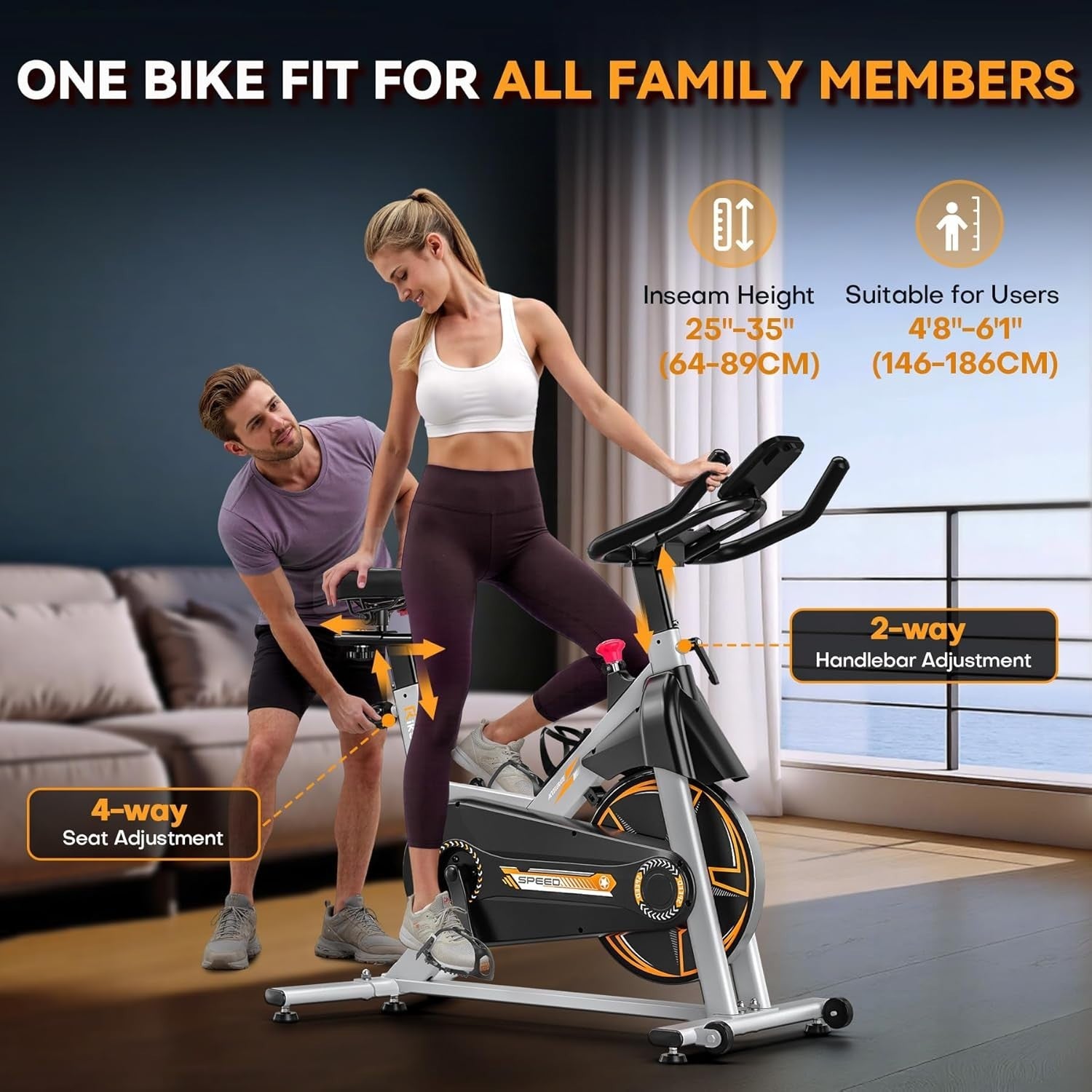 Quiet Magnetic Spin Bike w/ APP, LCD Monitor, Tablet Holder & 300lb Capacity