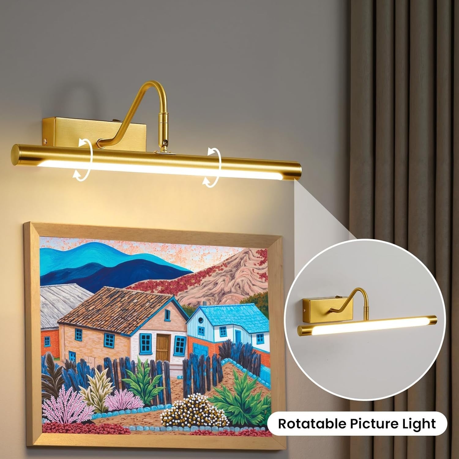 Adjustable Gold LED Picture Light 40cm | 8W Energy-Saving Wall Lamp for Art