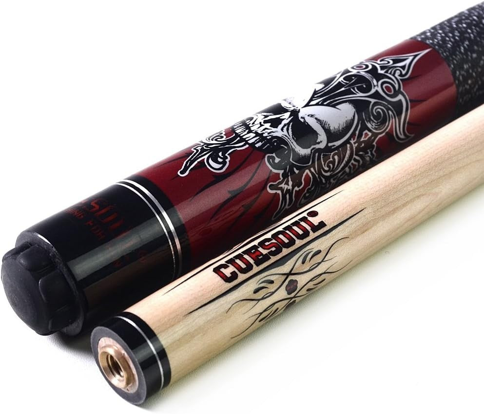 58” Pro Pool Cue 21oz Maple Shaft 13mm Tip Linen Grip Soft Case