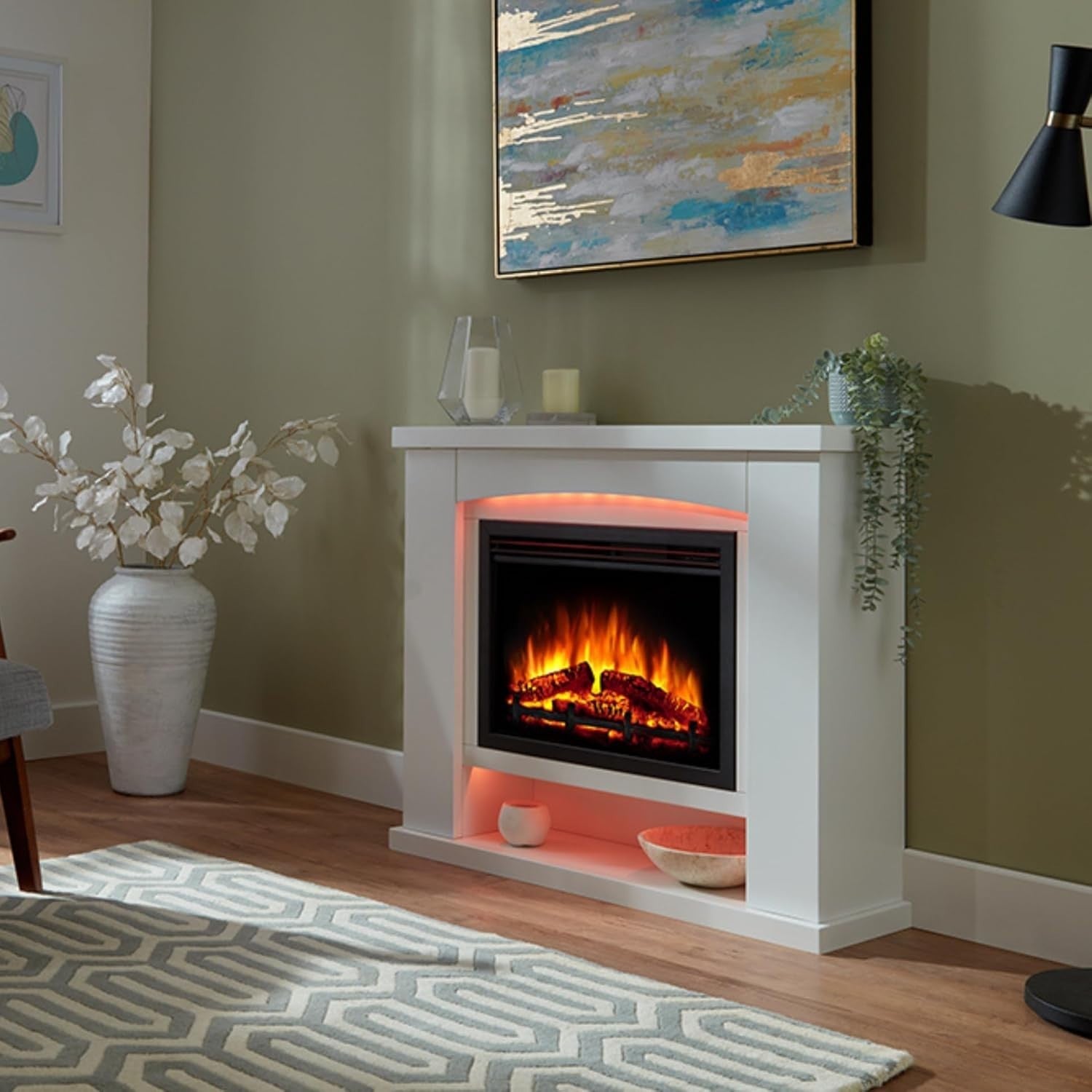 Electric Fireplace 39" Realistic Flame Effect Remote Control Wall Mount