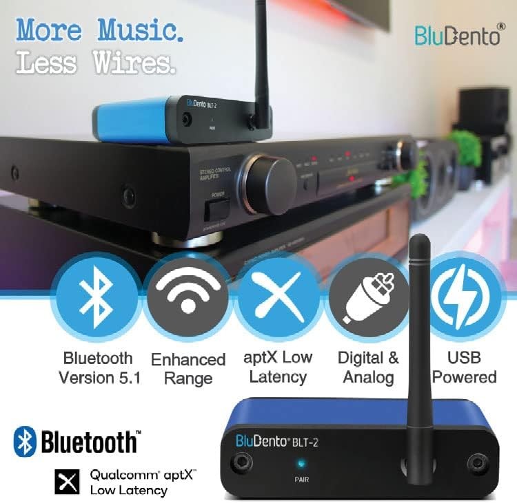 Bluetooth 5.1 HiFi Audio Receiver Blue 32bit DAC RCA Optical Output