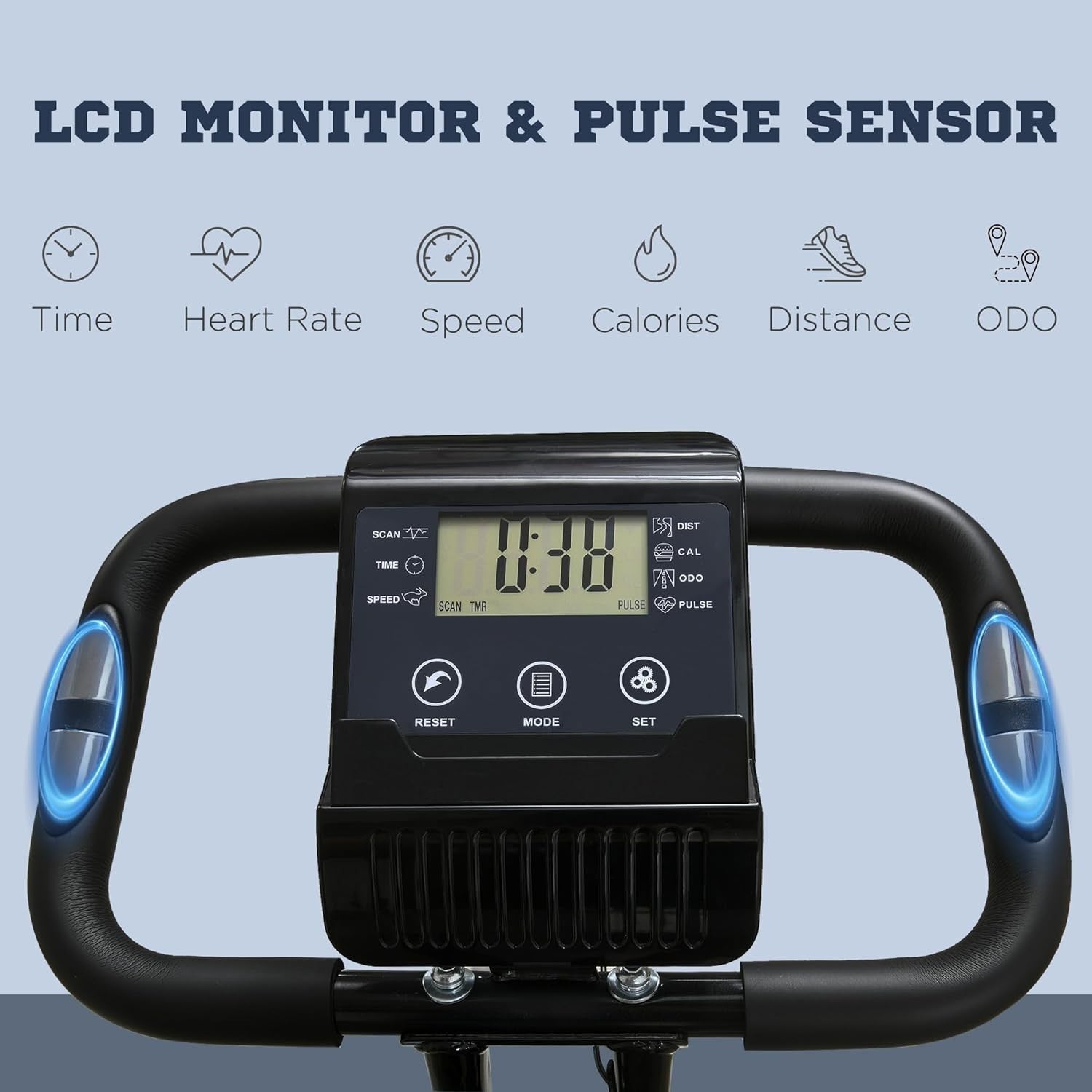 Green 3-in-1 Folding Exercise Bike Magnetic Resistance LCD Pulse & Bands
