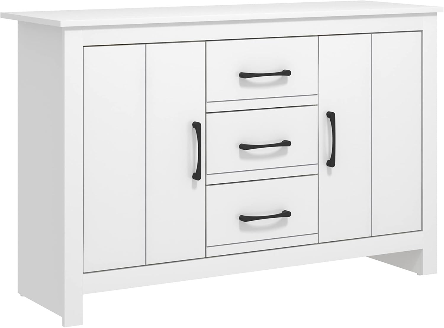 White Storage Sideboard Cabinet 2 Doors 3 Drawers Adjustable Shelves