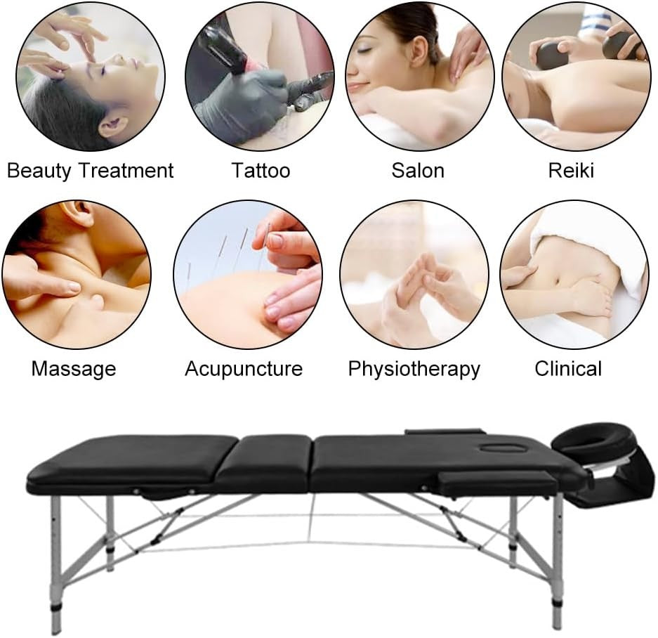 Professional Folding Massage Table Adjustable Therapy Spa Bed With Carry Bag
