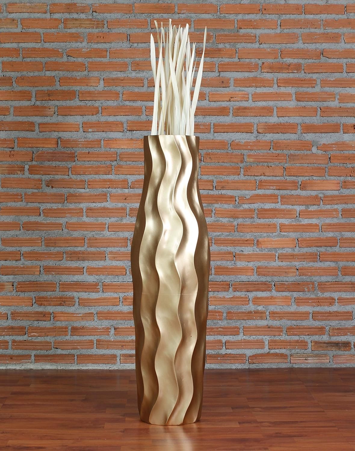 Large Gold Floor Vase 85cm Tall Farmhouse Decorative Vase for Pampas Grass