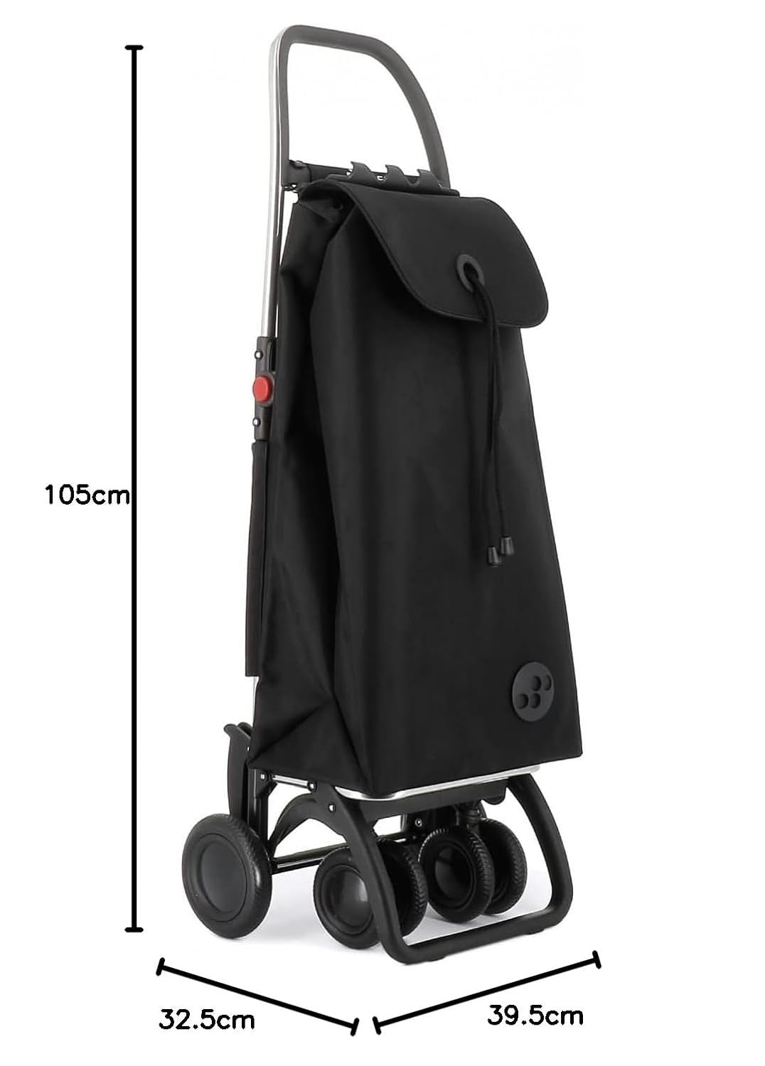 4 Wheel Folding Shopping Trolley Swivel Wheels Aluminium Large Bag Black