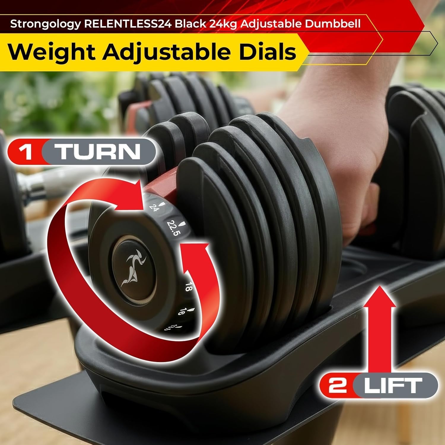 Urban24 Adjustable Dumbbells Pair 2.5–24KG Quick Select Home Gym Weights