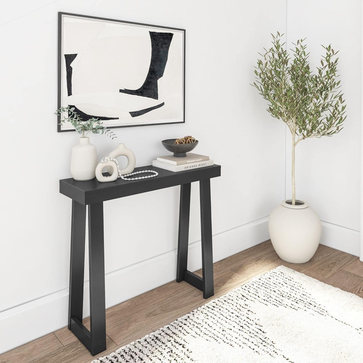 36 Inch Solid Wood Console Table – Narrow Hallway Sofa Accent Table