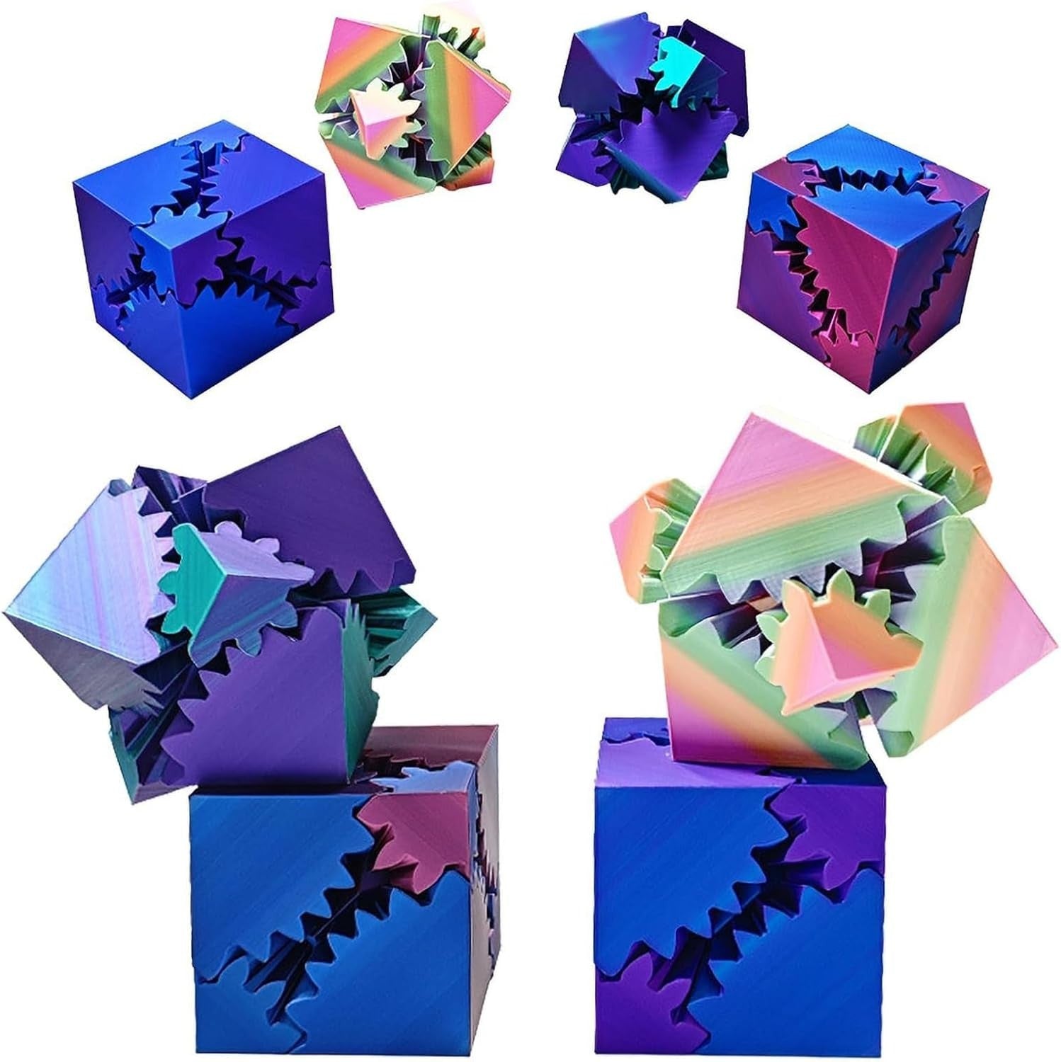 3D Printed Rotating Gear Cube Fidget Toy Anxiety Stress Relief Gadget