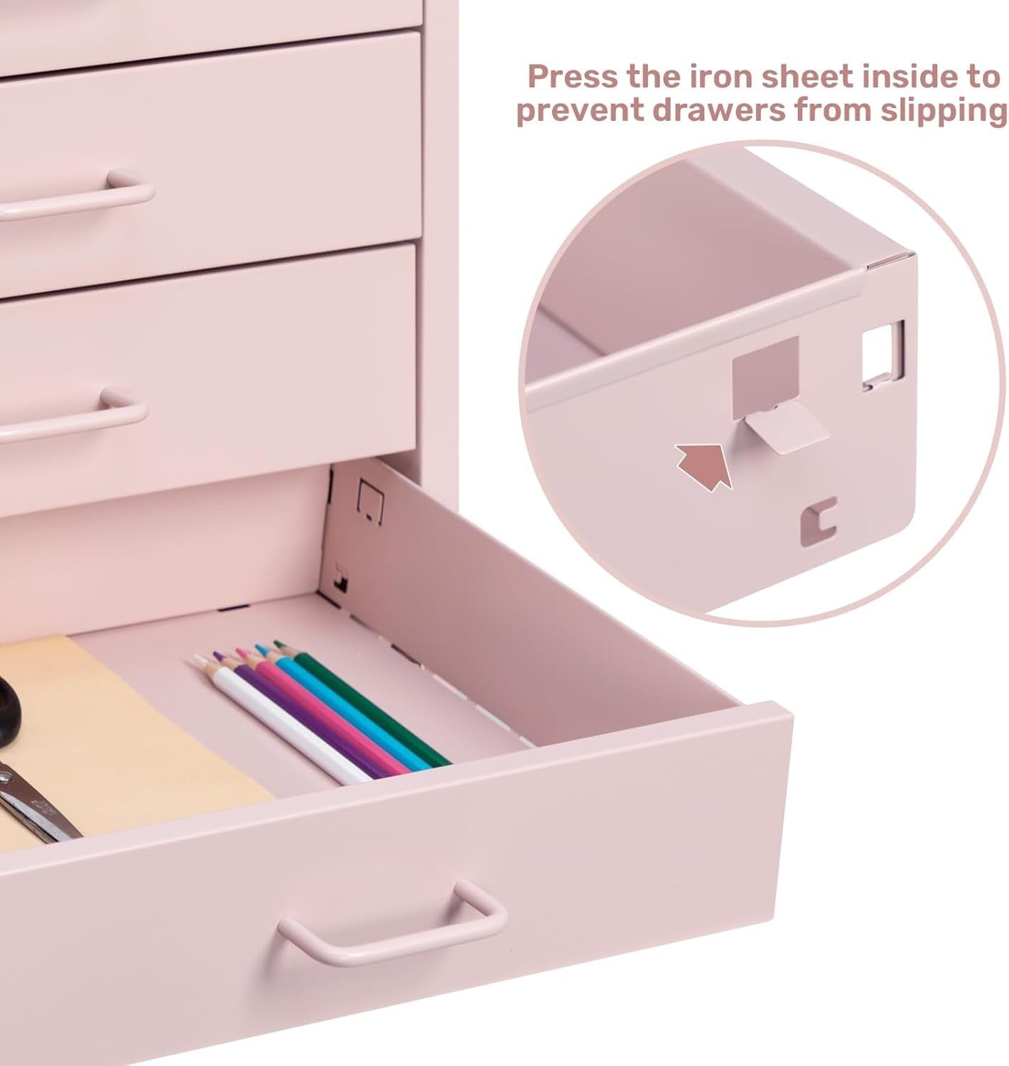 Pink Desktop A4 File Cabinet 4 Drawer Metal Office Storage Organizer