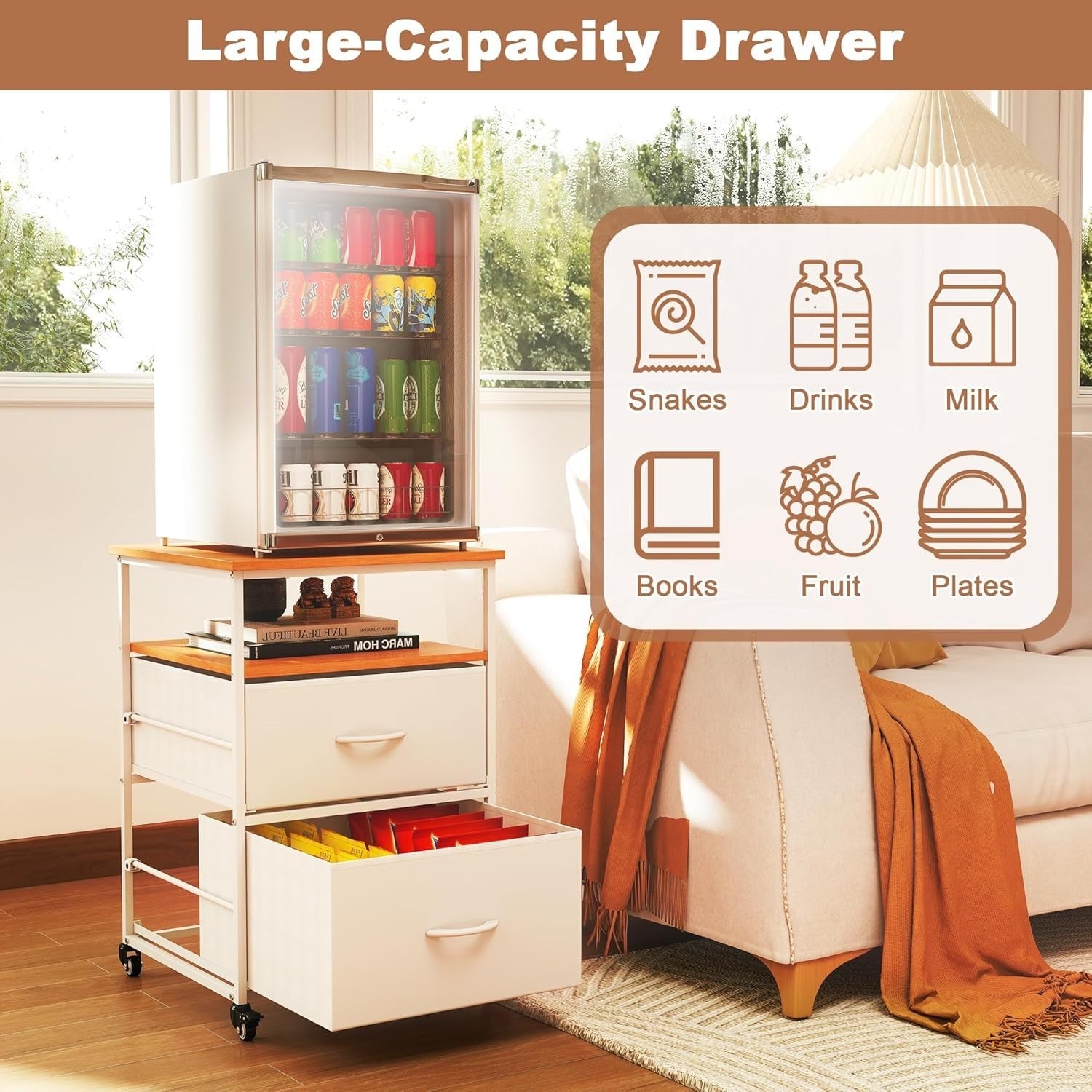 Mini Fridge Stand with Storage 167kg Capacity Cart