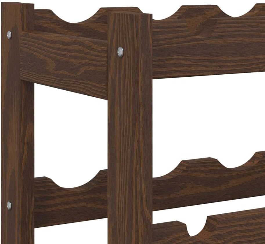 Solid Wood Wine Rack for 30 Bottles | Brown Pine Floor Standing Storage Shelf