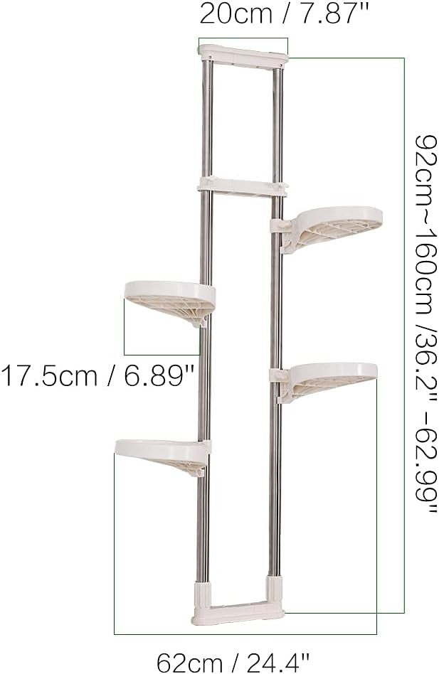 4 Tier Adjustable Window Plant Stand Indoor Metal Flower Pot Display Rack Ivory