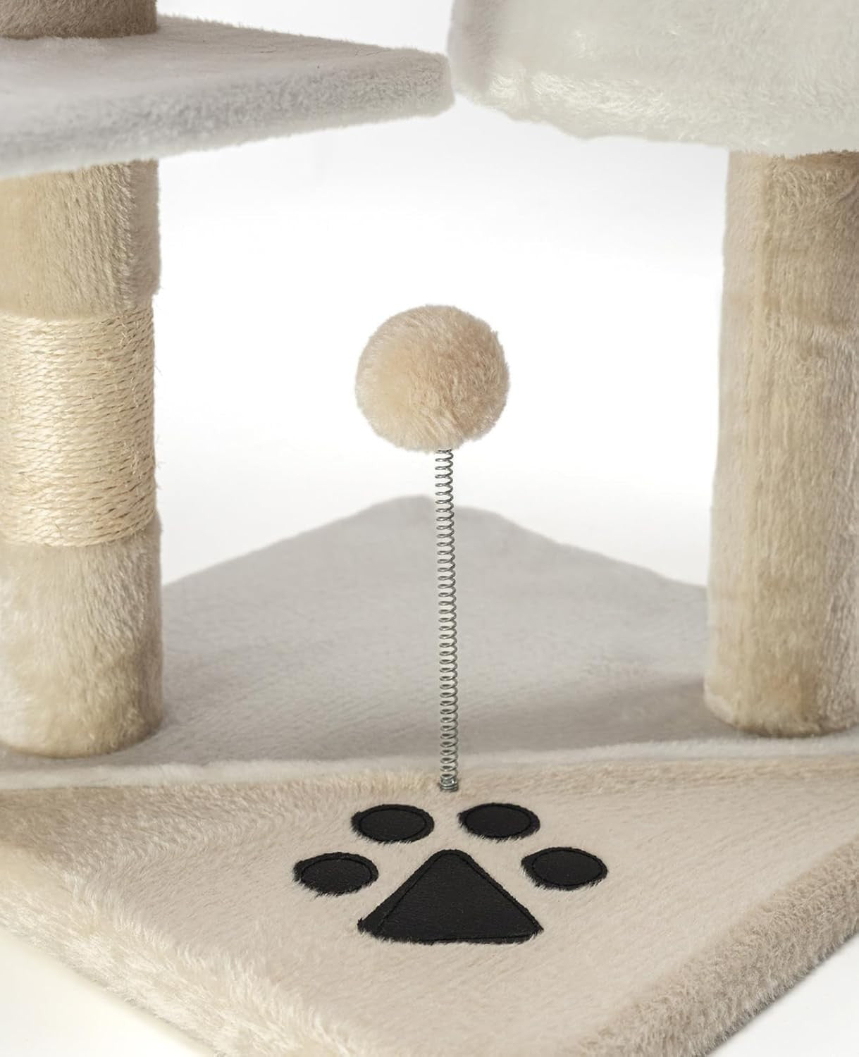 Cat Tree Scratching Post Tower 112cm with Condo Sisal Rope Beige White