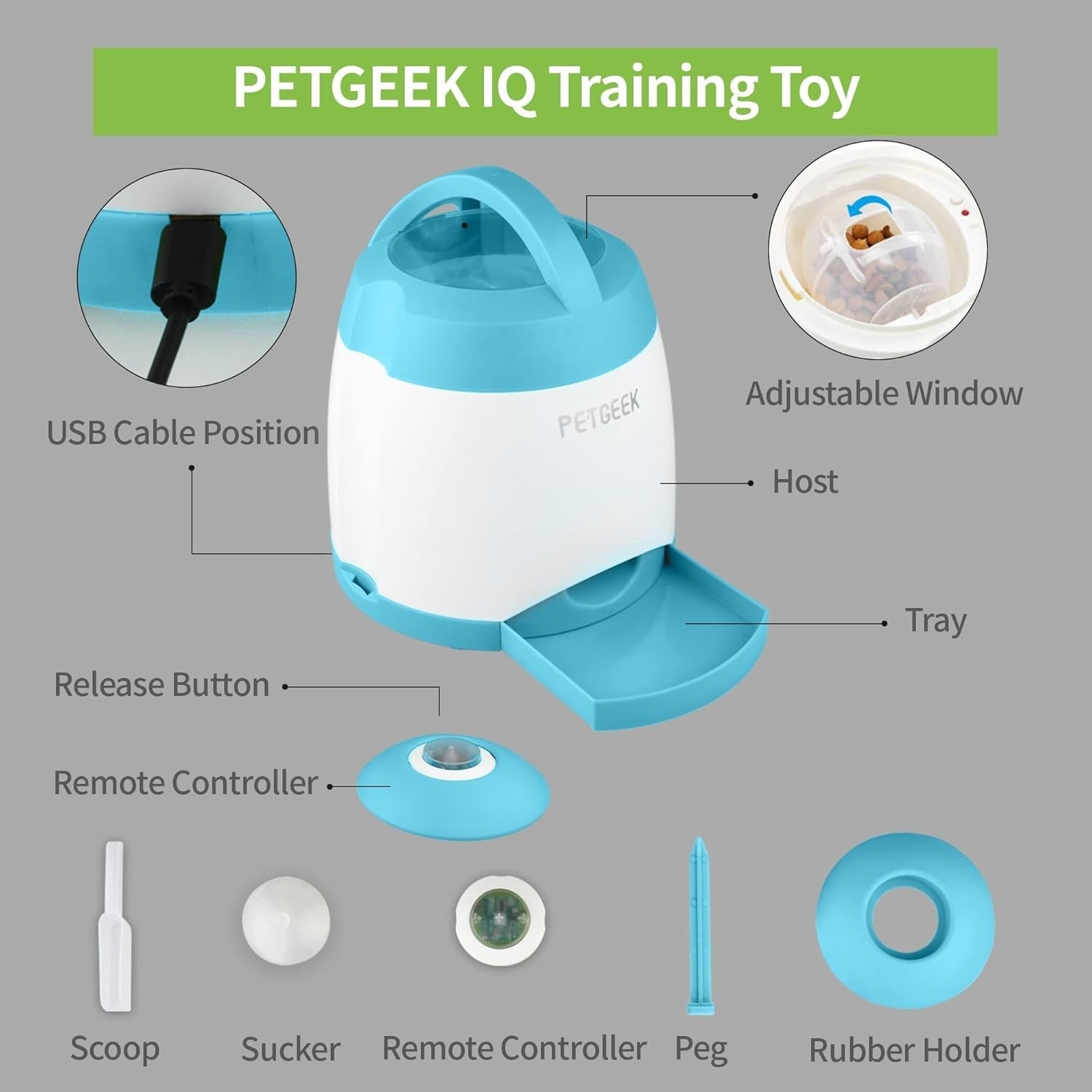 Interactive Dog Treat Dispenser Puzzle Toy Remote Control Training