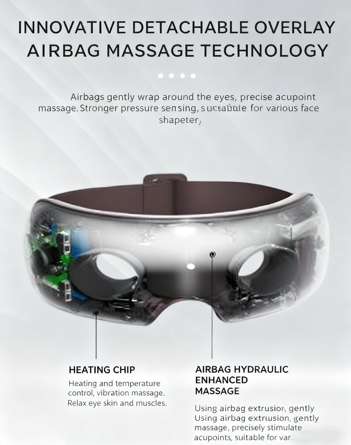 Visible Heated Eye Mask Bluetooth Music Vibration Foldable
