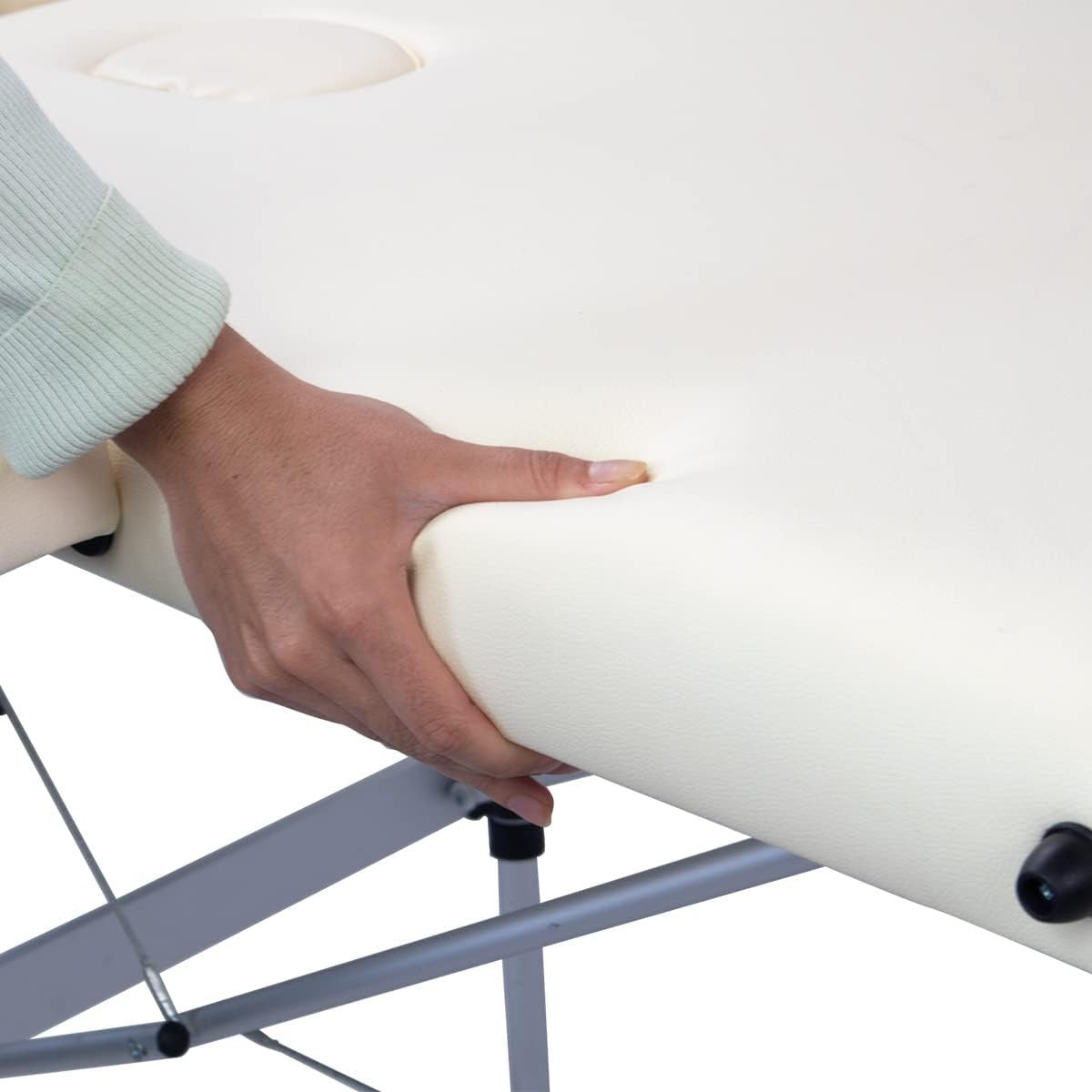 Portable Aluminium Massage Table Foldable Adjustable Spa Therapy Bed Cream