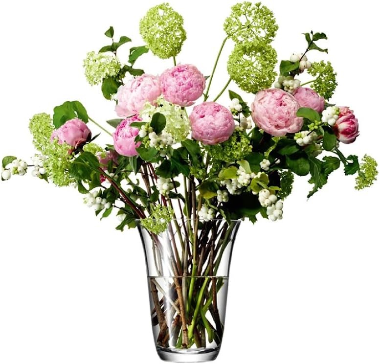 Clear Glass Flower Vase 23cm Open Bouquet Modern Table Centrepiece Décor