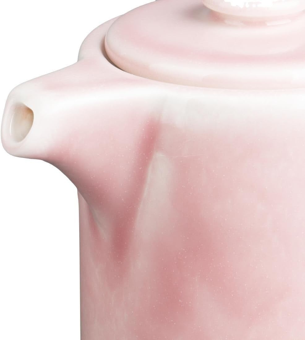 2 Pack Pink Porcelain Teapots 450ml with Stainless Steel Infusers