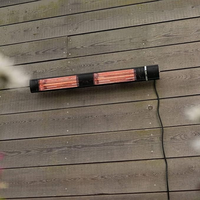 3kW IP44 Wall Mounted Patio Heater w/ Remote 100-300cm Black Aluminium