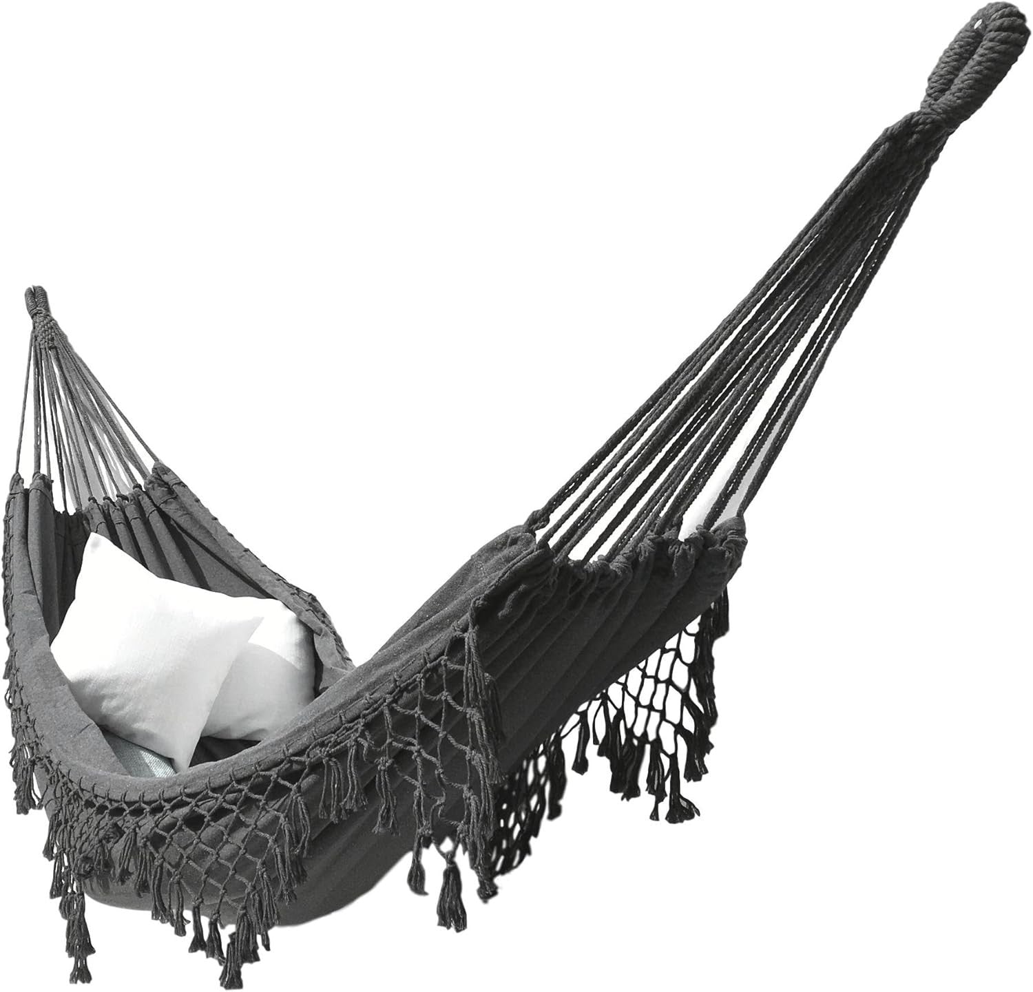 Extra Large Indoor Outdoor Brazilian Hammock Cotton Linen Tassels Soft Swing