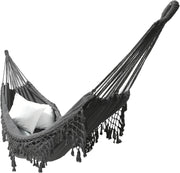 Extra Large Indoor Outdoor Brazilian Hammock Cotton Linen Tassels Soft Swing