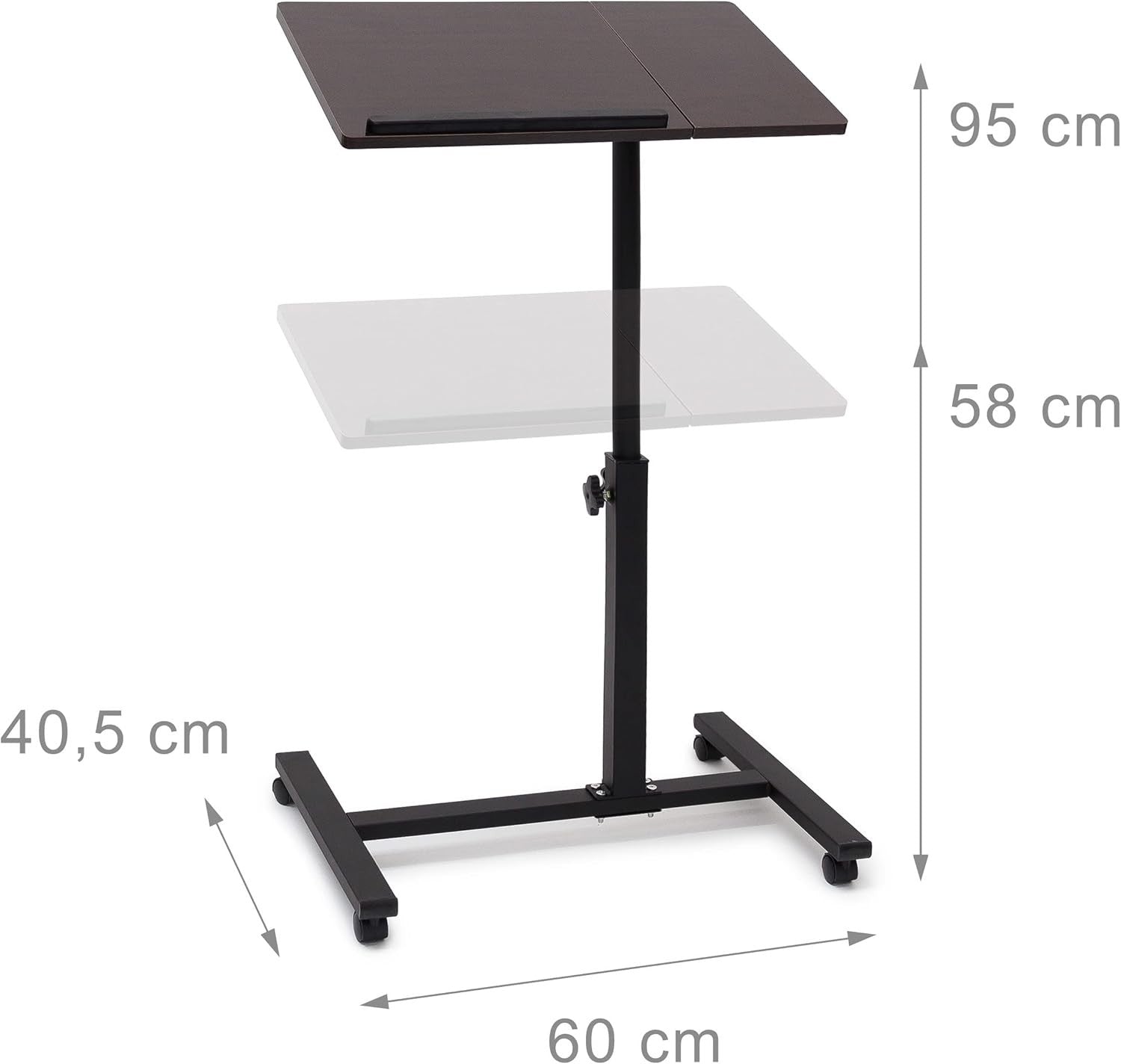 Height Adjustable Laptop Table with Wheels Sofa Bedside Rolling Desk Stand
