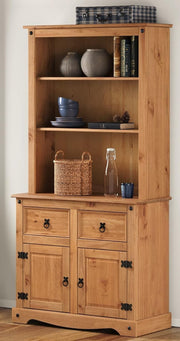 Wood Small Buffet Hutch 2 Doors 2 Drawers 176H Sideboard