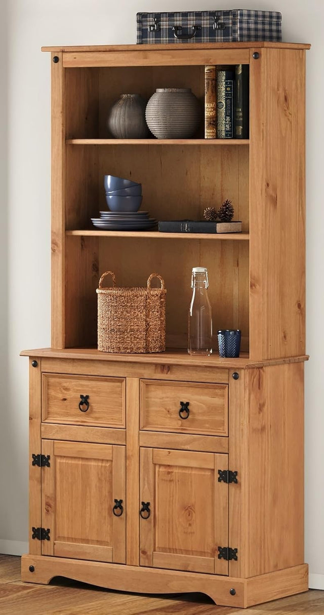 Wood Small Buffet Hutch 2 Doors 2 Drawers 176H Sideboard