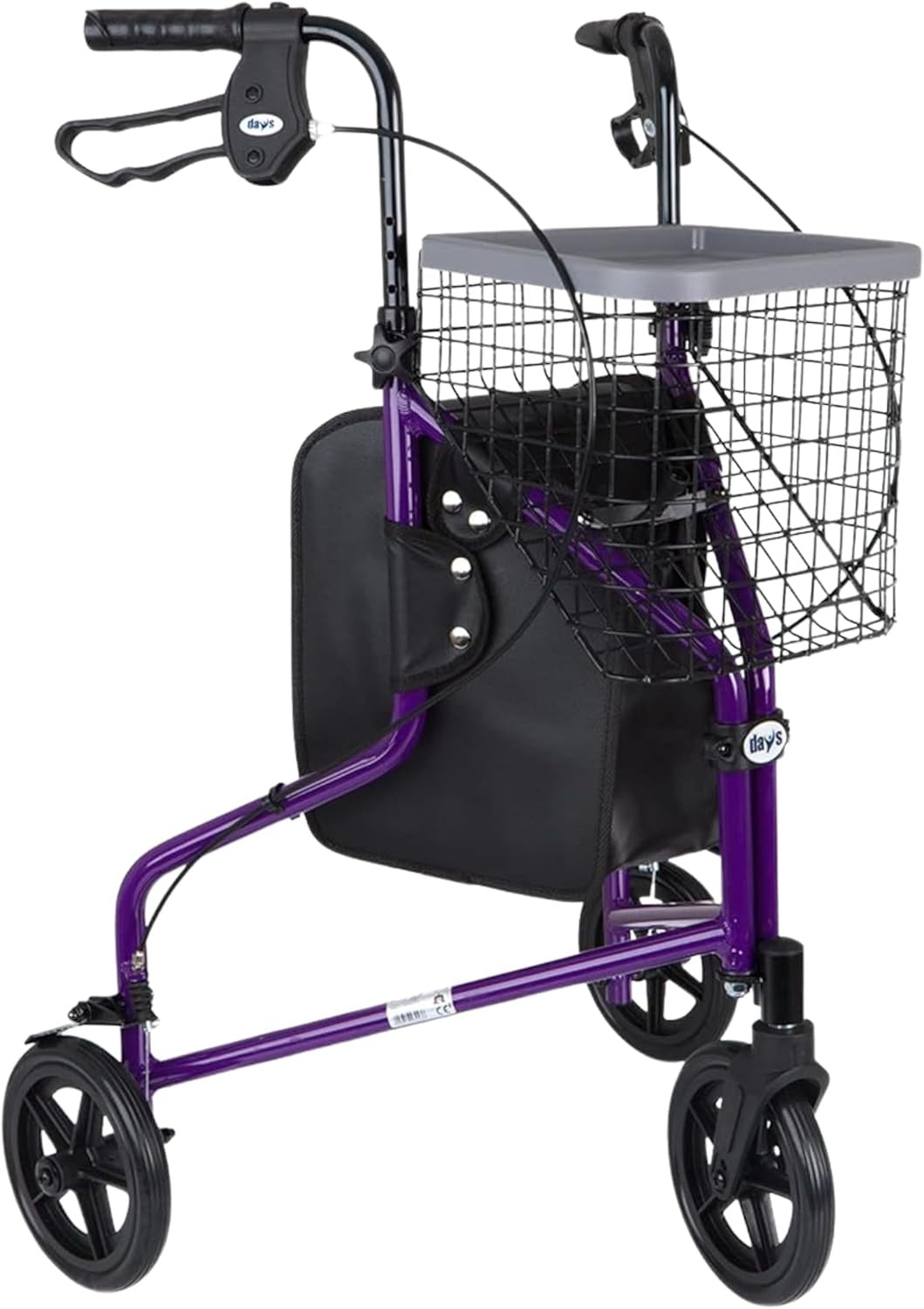 3 Wheel Rollator Walker Folding Lightweight Brakes Basket Indoor Outdoor