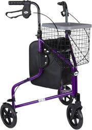 3 Wheel Rollator Walker Folding Lightweight Brakes Basket Indoor Outdoor
