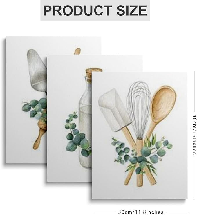 Kitchen Wall Art Canvas 30x40 cm Aesthetic Home Decor Painting Frame