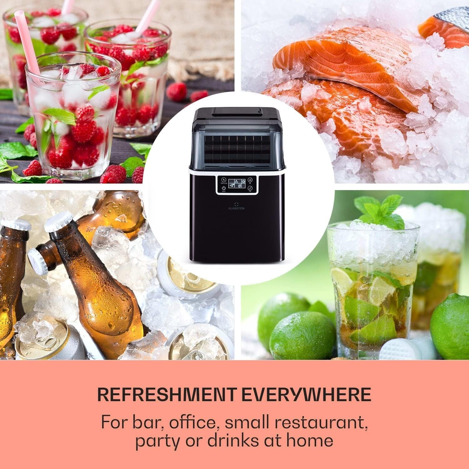 Countertop Ice Maker Machine Fast Bullet Ice 20kg Daily Self Cleaning